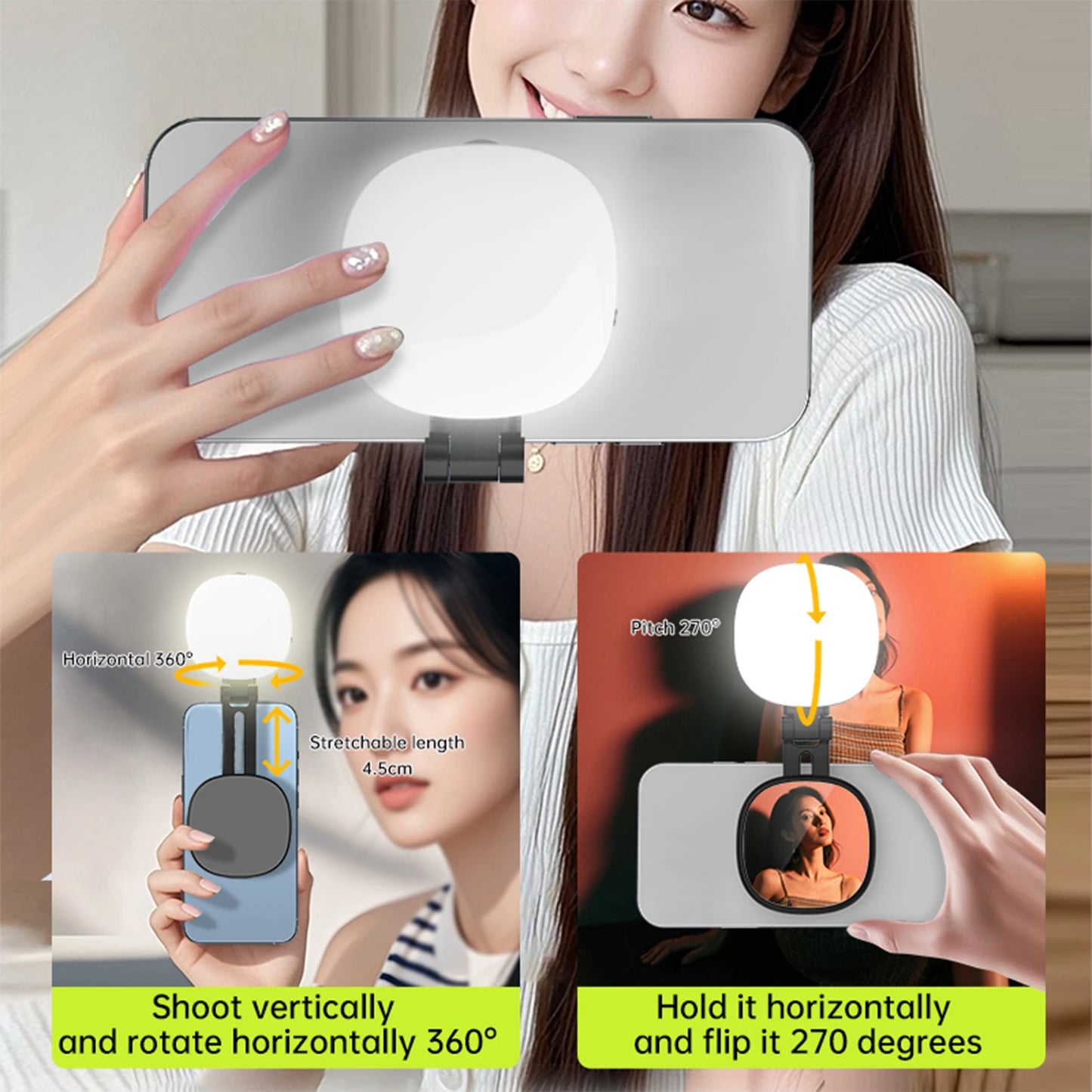Magnetic Selfie LED Ring Light with Mirror