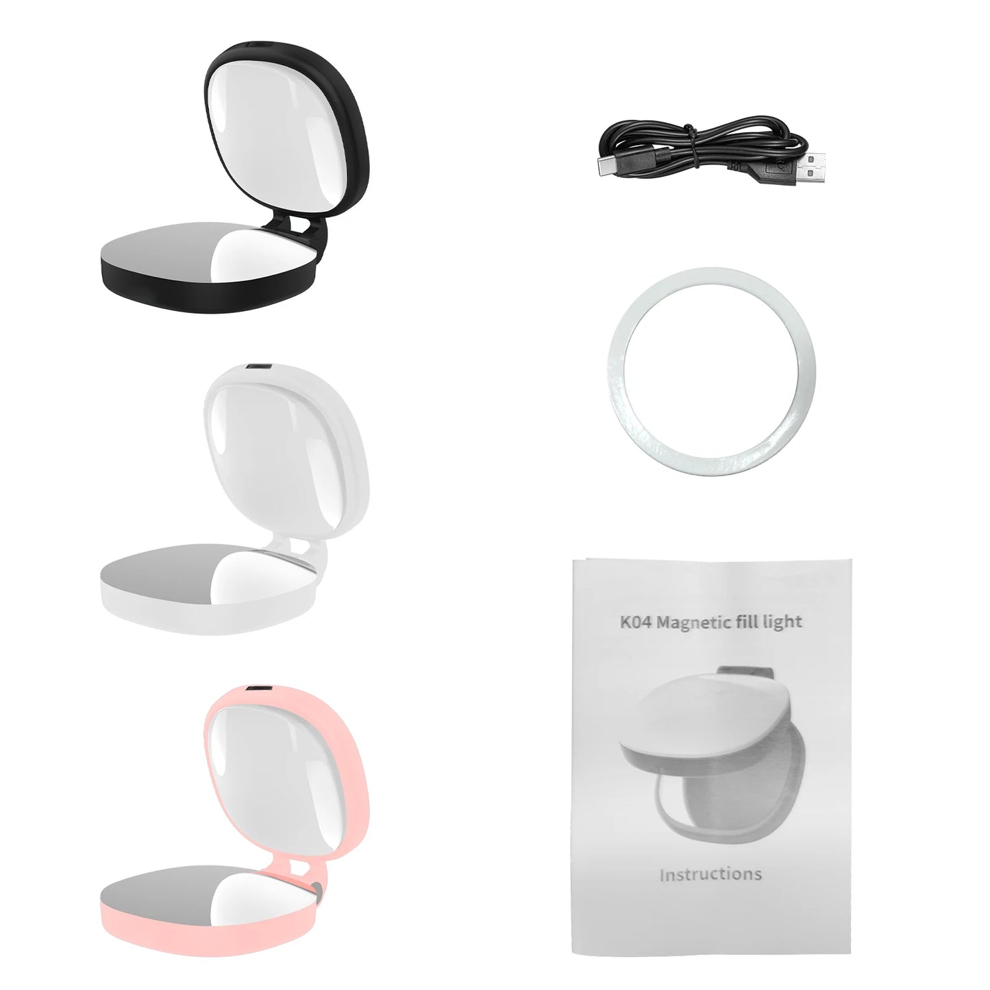 Magnetic Selfie LED Ring Light with Mirror